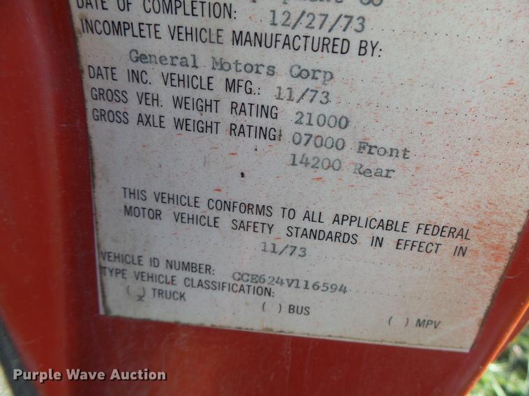 image for item DB9867 1974 Chevrolet C60 truck cab and chassis