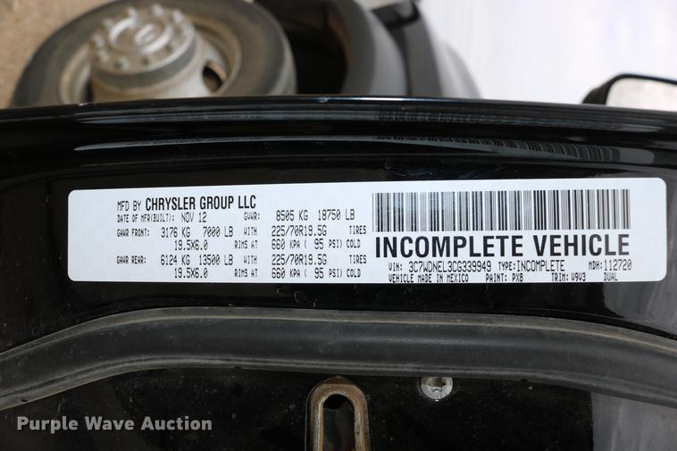 image for item DC3716 2012 Dodge Ram 5500 Crew Cab flatbed truck