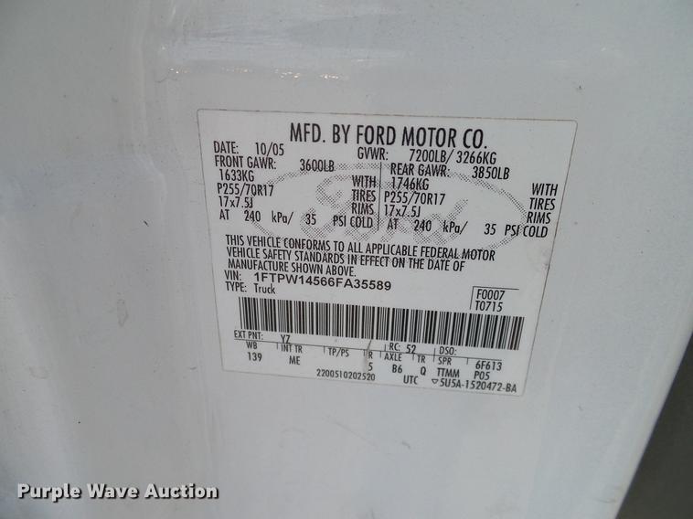 image for item DD1455 2006 Ford F150 pickup truck