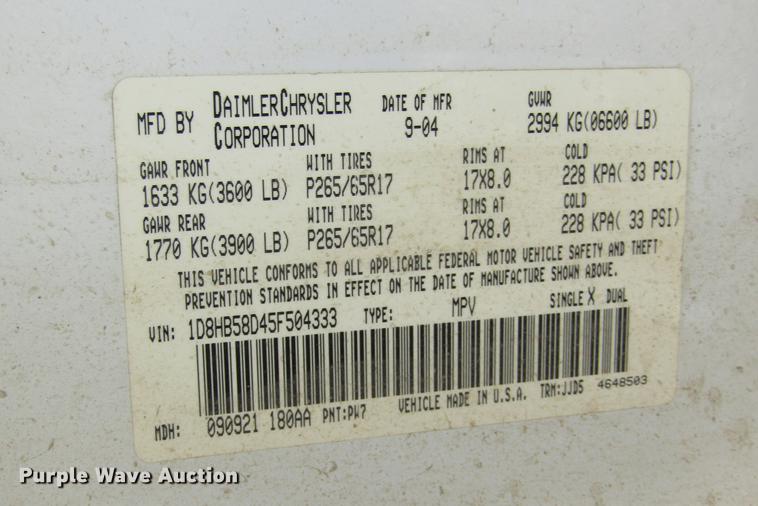 image for item DD2986 2005 Dodge Durango Limited SUV