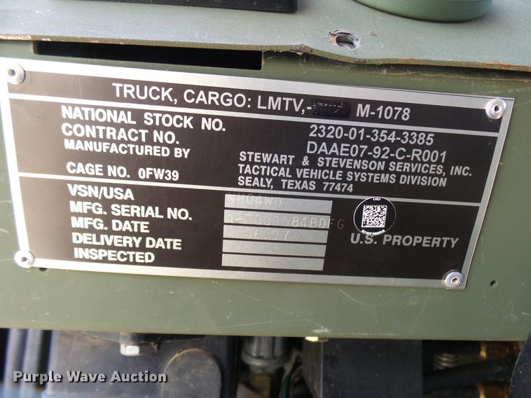 image for item DP9600 1997 Stewart Stevenson M-1078 flatbed truck