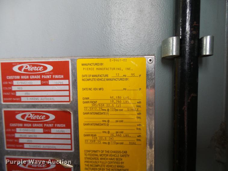 image for item DX9274 1996 Pierce fire truck