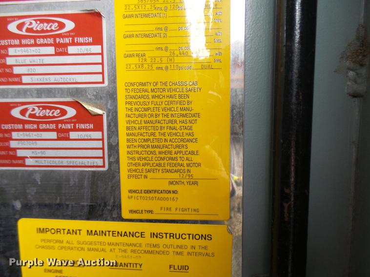 image for item DX9274 1996 Pierce fire truck