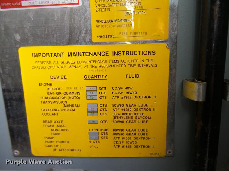 image for item DX9274 1996 Pierce fire truck