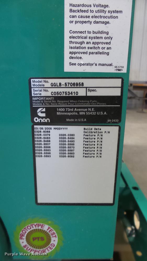 image for item DX9917 Cummins/Onan 150 GGLB generator