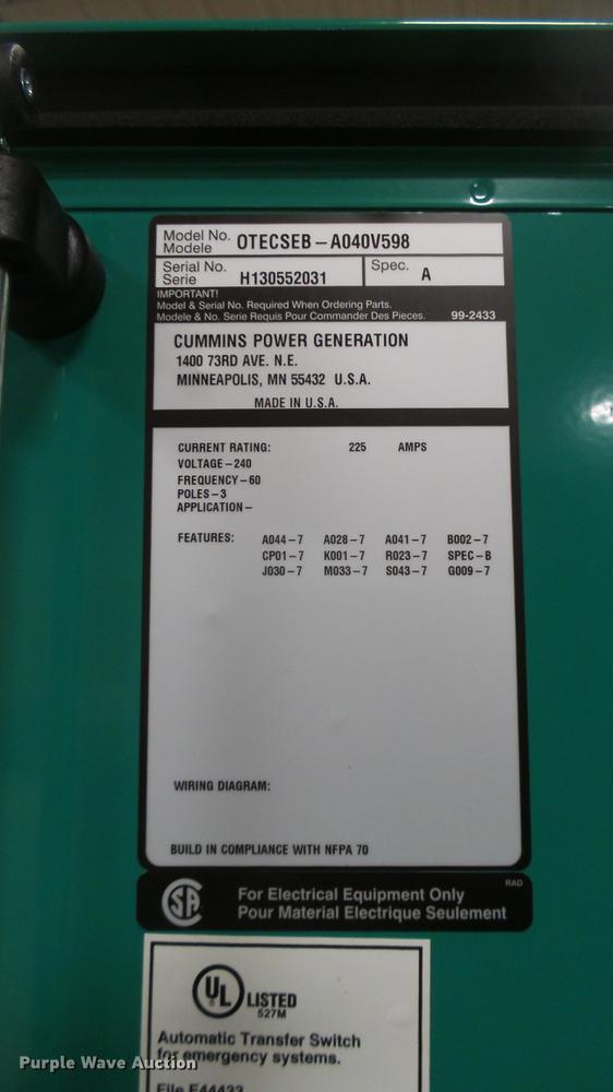 image for item DX9918 Cummins/Onan 35EK generator with transfer switch