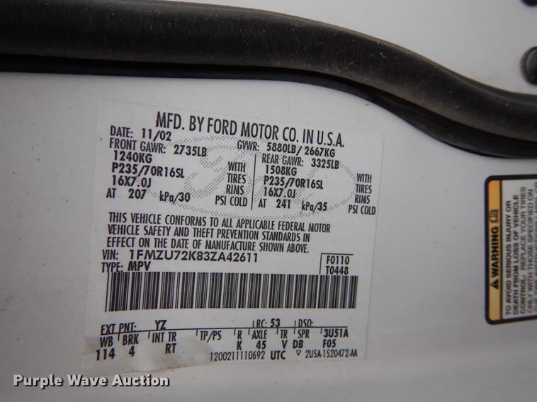 image for item J5602 2003 Ford Explorer SUV