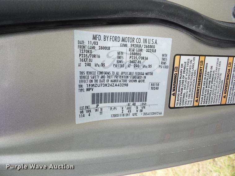 image for item K6308 2004 Ford Explorer SUV