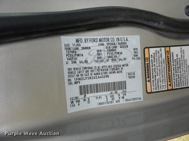 image for item K6308 2004 Ford Explorer SUV