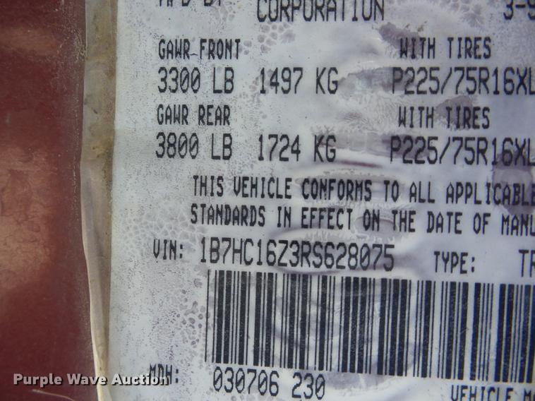 image for item K6317 1994 Dodge Ram 1500 pickup truck