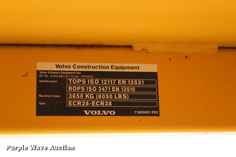 image for item BE9379 2013 Volvo ECR38 compact excavator