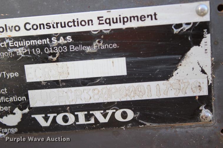 image for item BE9379 2013 Volvo ECR38 compact excavator