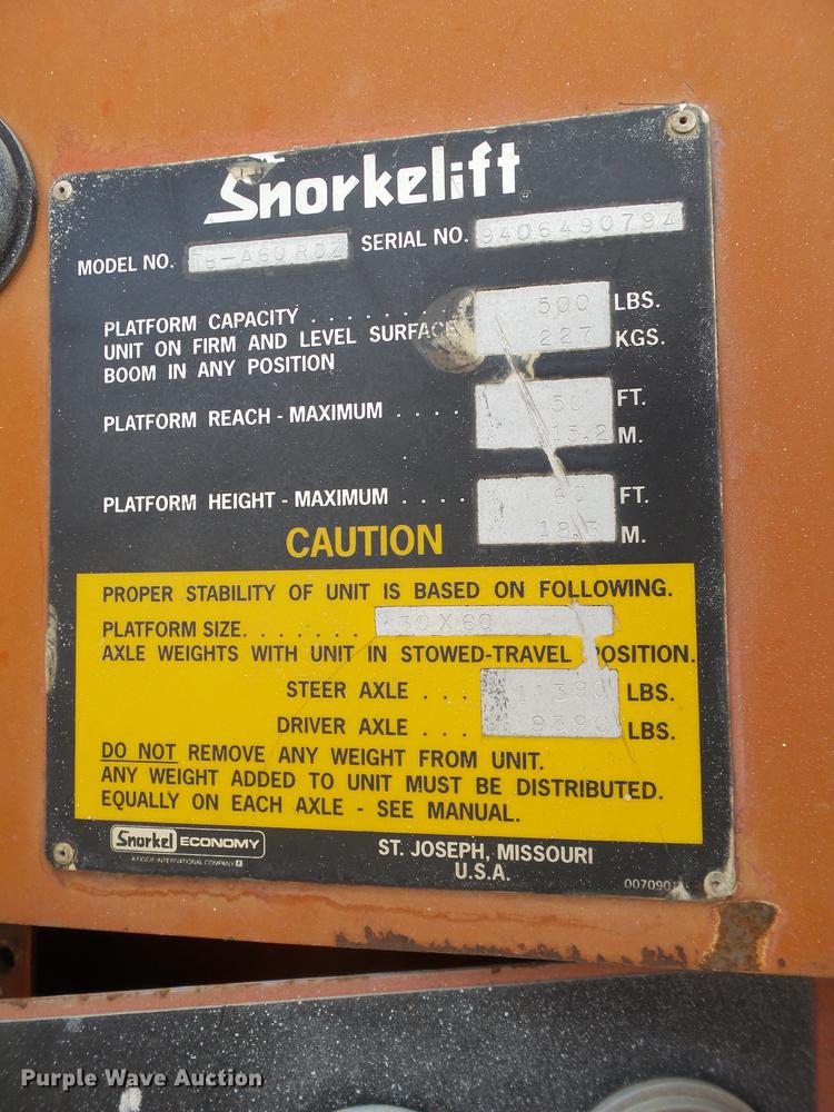 image for item BJ9897 Snorkelift TB60 boom lift