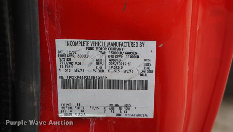 image for item DA1463 2003 Ford F350 Super Duty dump truck