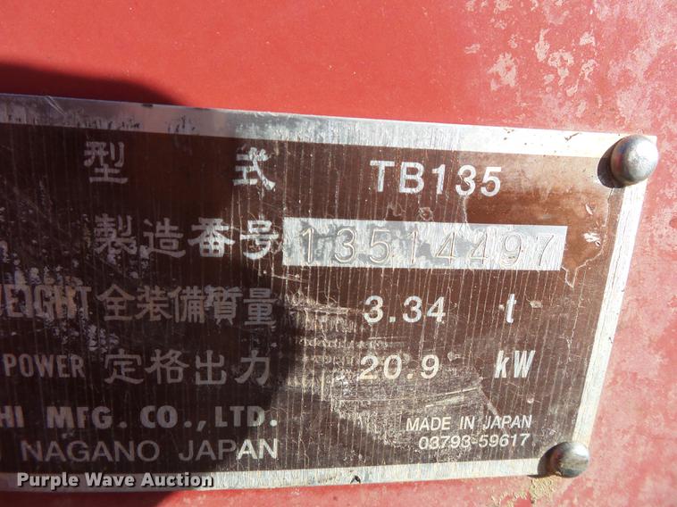 image for item DA2458 2004 Takeuchi TB135 compact excavator