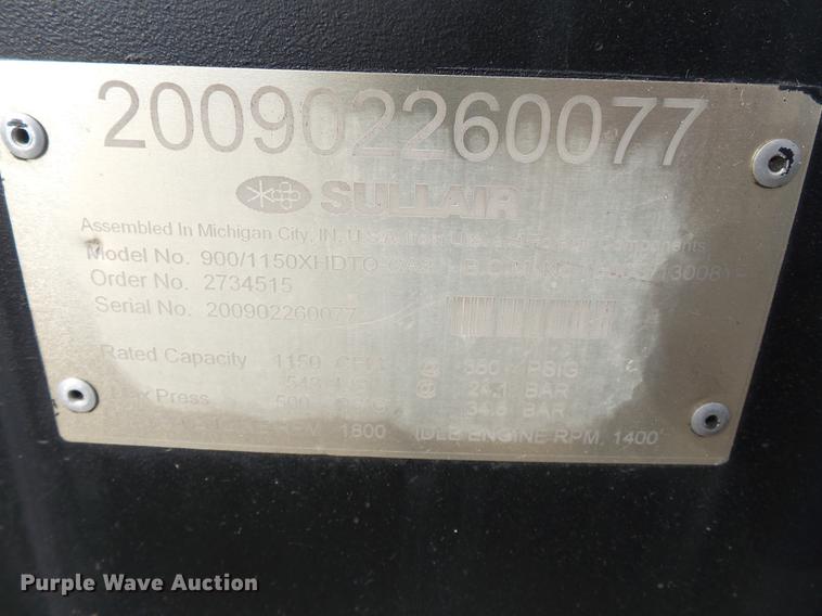 image for item DA2464 2009 Sullair 900/1150XHDTQ-CA3 air compressor