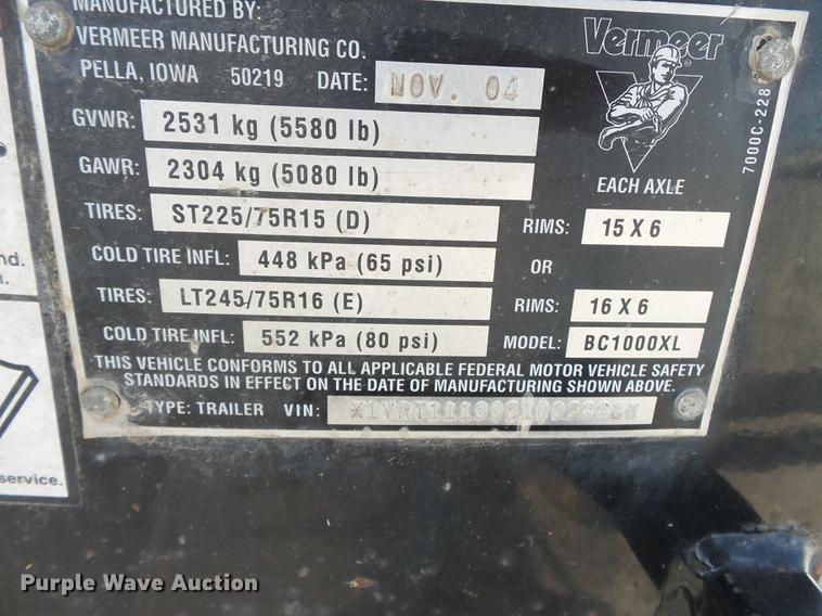 image for item DA2470 2005 Vermeer BC1000XL wood chipper
