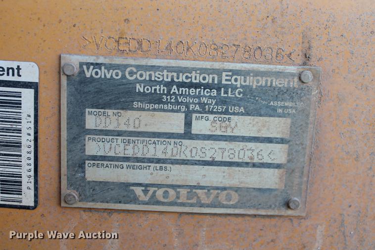 image for item DB5051 2015 Volvo DD140 double drum vibratory roller