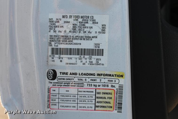 image for item DB5070 2010 Ford F150 FX2 Super Crew pickup truck