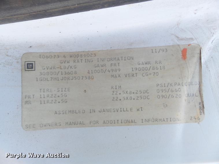 image for item DB6262 1994 GMC TopKick flatbed truck