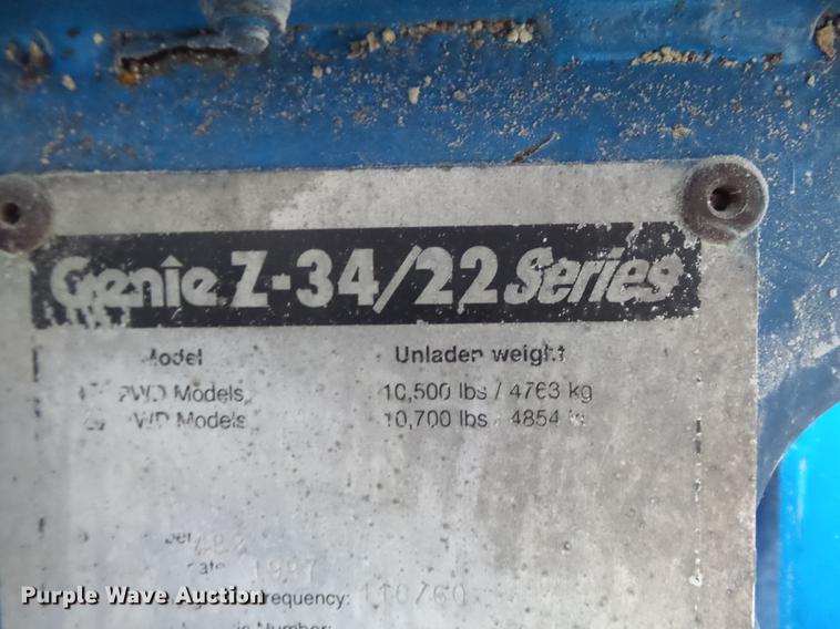 image for item DB6285 1997 Genie Z34/22 boom lift