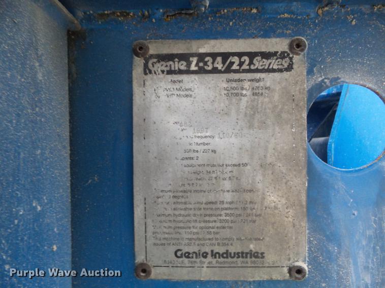 image for item DB6285 1997 Genie Z34/22 boom lift