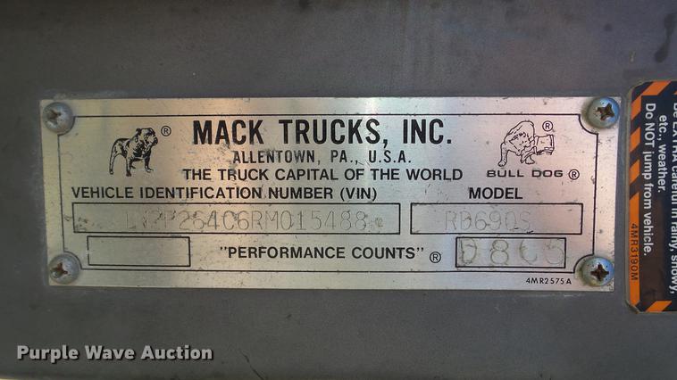 image for item DC1033 1994 Mack RD690S truck with tree spade