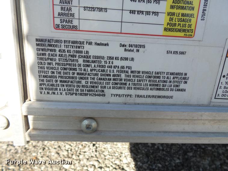 image for item DC1048 2015 Haulmark enclosed cargo trailer