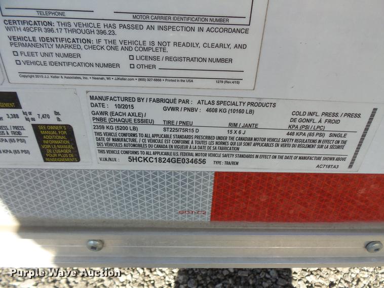 image for item DC5747 2016 Atlas enclosed cargo trailer