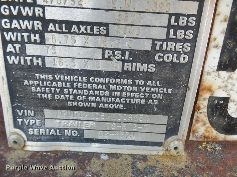 image for item DC6768 1992 Butler TS612D tilt deck trailer