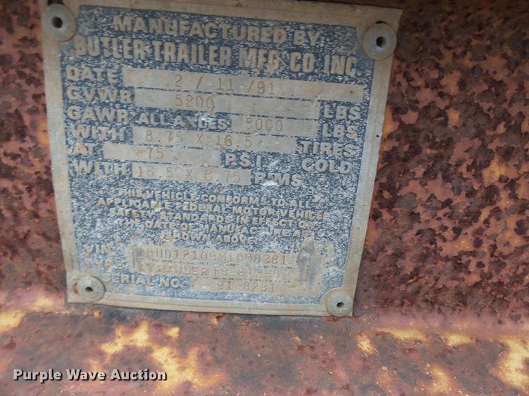 image for item DC6769 1991 Butler TS612D tilt deck trailer