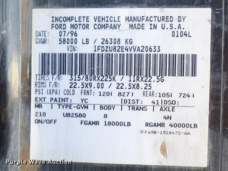 image for item DC7485 1997 Ford LT8000 dump truck