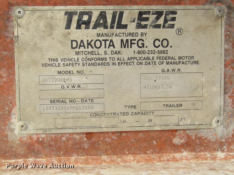 image for item DD2982 1993 Trail-Eze DHT10046H3 drop deck equipment trailer