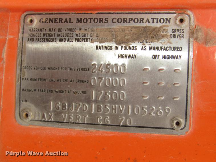 image for item DD2992 1987 Chevrolet Kodiak flatbed dump truck