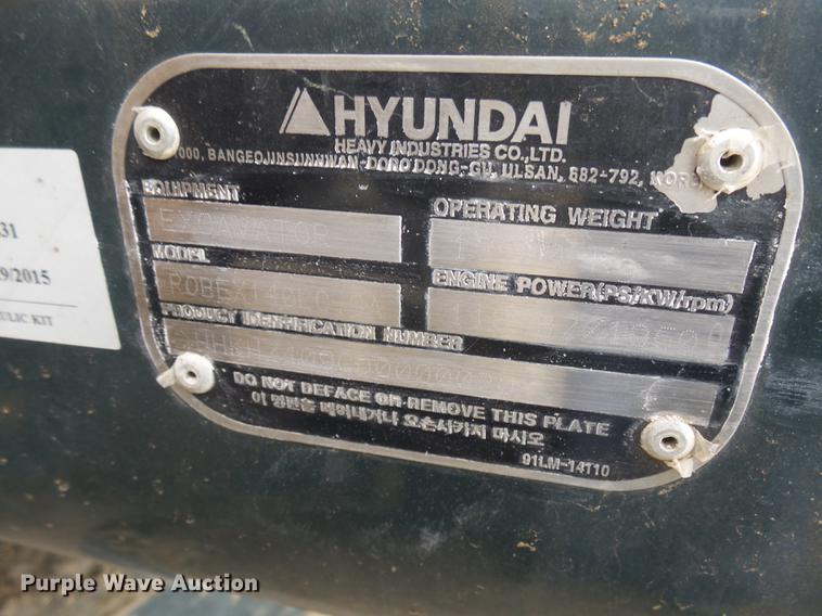 image for item DX9012 2014 Hyundai Robex 140LC-9A excavator