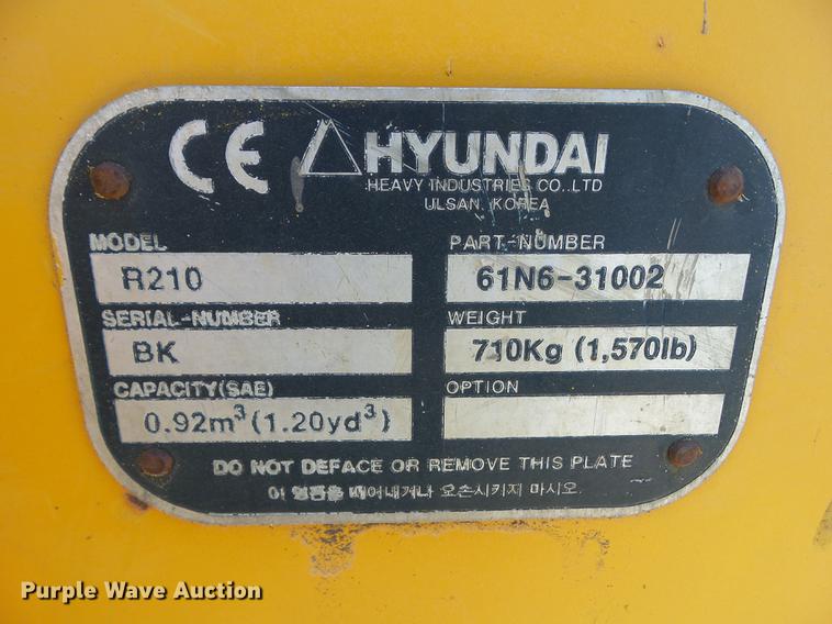 image for item DZ9138 Hyundai R210 excavator bucket