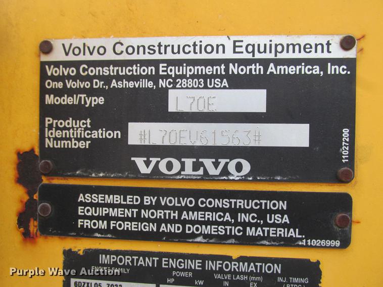 image for item K6087 Volvo L70E wheel loader