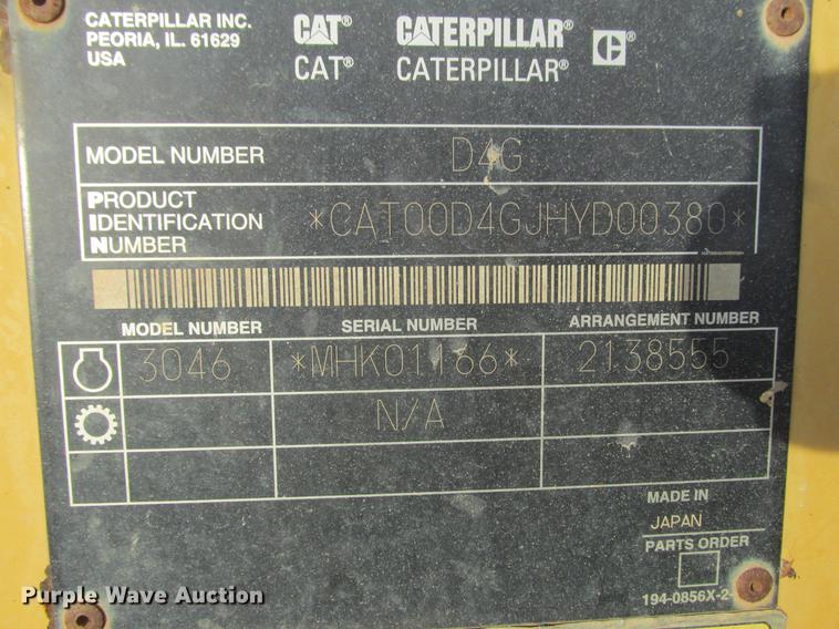 image for item K6092 2003 Caterpillar D4G XL dozer