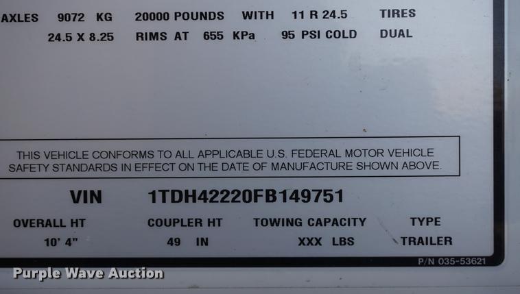 image for item DA1476 2015 Timpte double hopper grain trailer