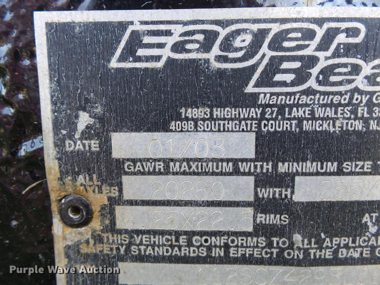 image for item DA2435 2003 Eager Beaver 35GSL/GS lowboy equipment trailer