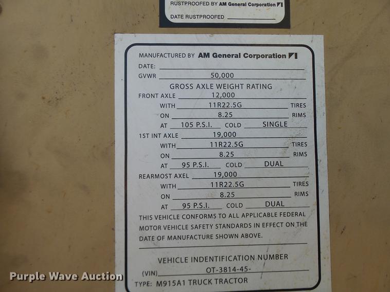 image for item DB5903 1983 Am General M915A1 semi truck