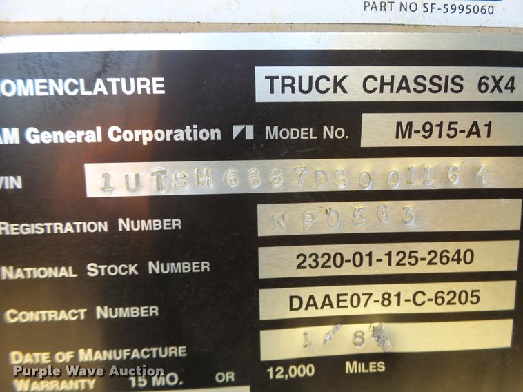 image for item DB5903 1983 Am General M915A1 semi truck