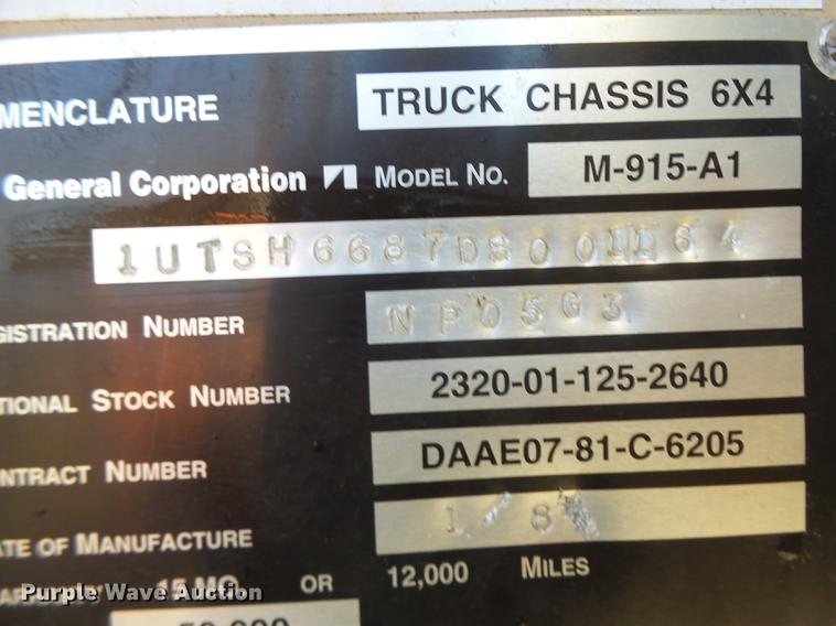 image for item DB5903 1983 Am General M915A1 semi truck