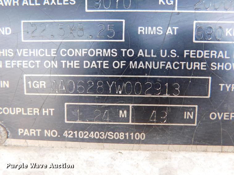 image for item DC8491 2000 Great Dane 7811TZ-1AX refrigerated van trailer