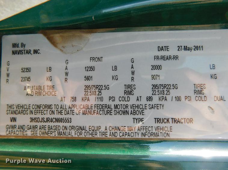 image for item DC8493 2012 International ProStar Plus semi truck