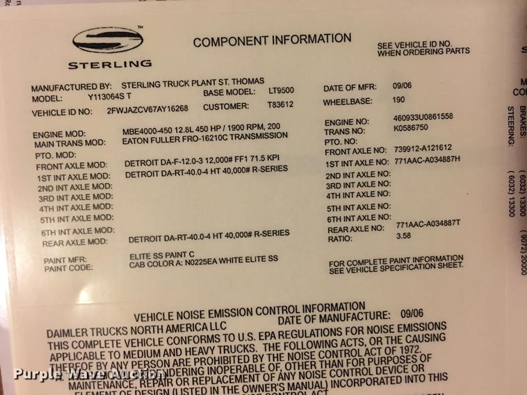 image for item EE9304 2007 Sterling LT9500 semi truck