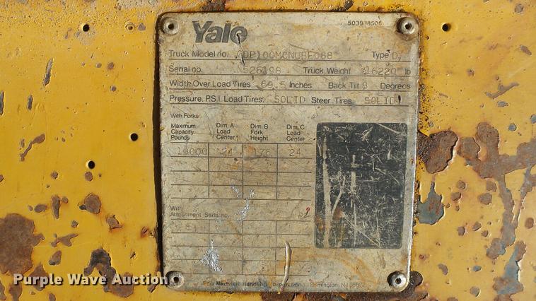 image for item DC6296 Yale CDP100MCNUBE088 forklift