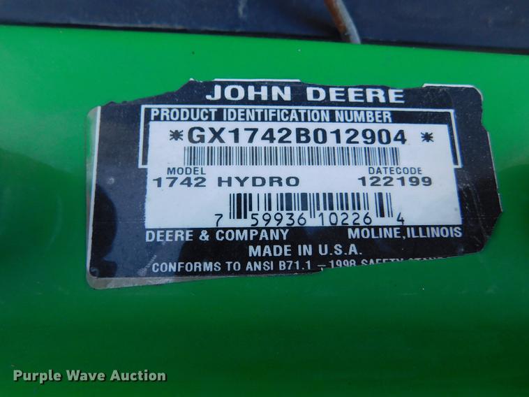 image for item BU9606 John Deere Sabre 1742 lawn mower
