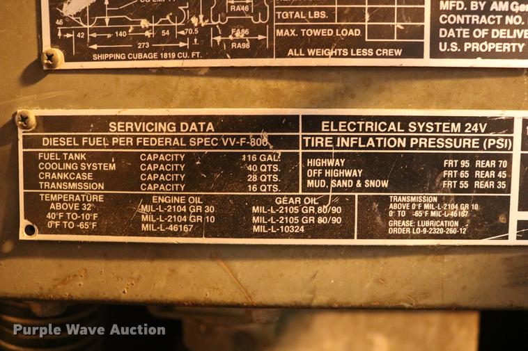 image for item DC3614 1986 Am General AMGN-M929 dump truck