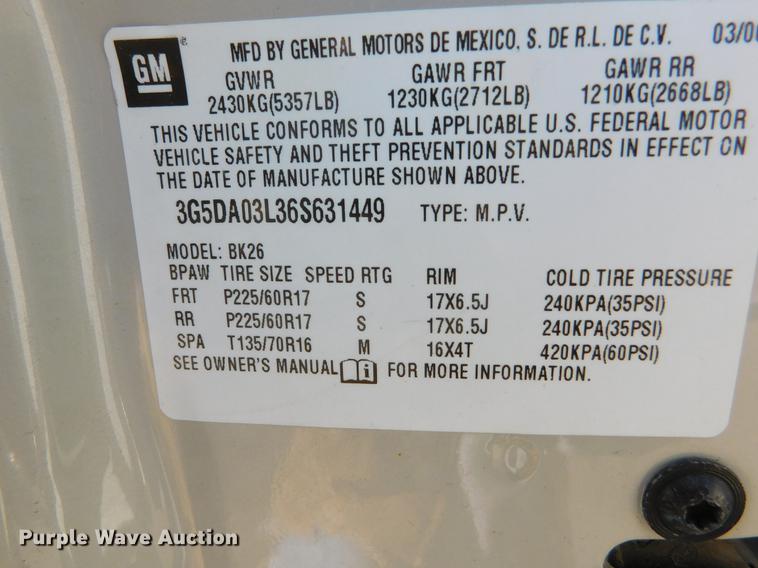 image for item DC8433 2006 Buick Rendezvous SUV